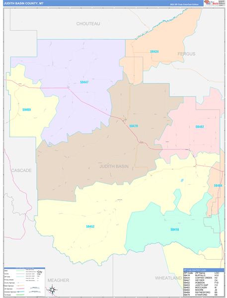 Judith Basin County, MT Wall Map